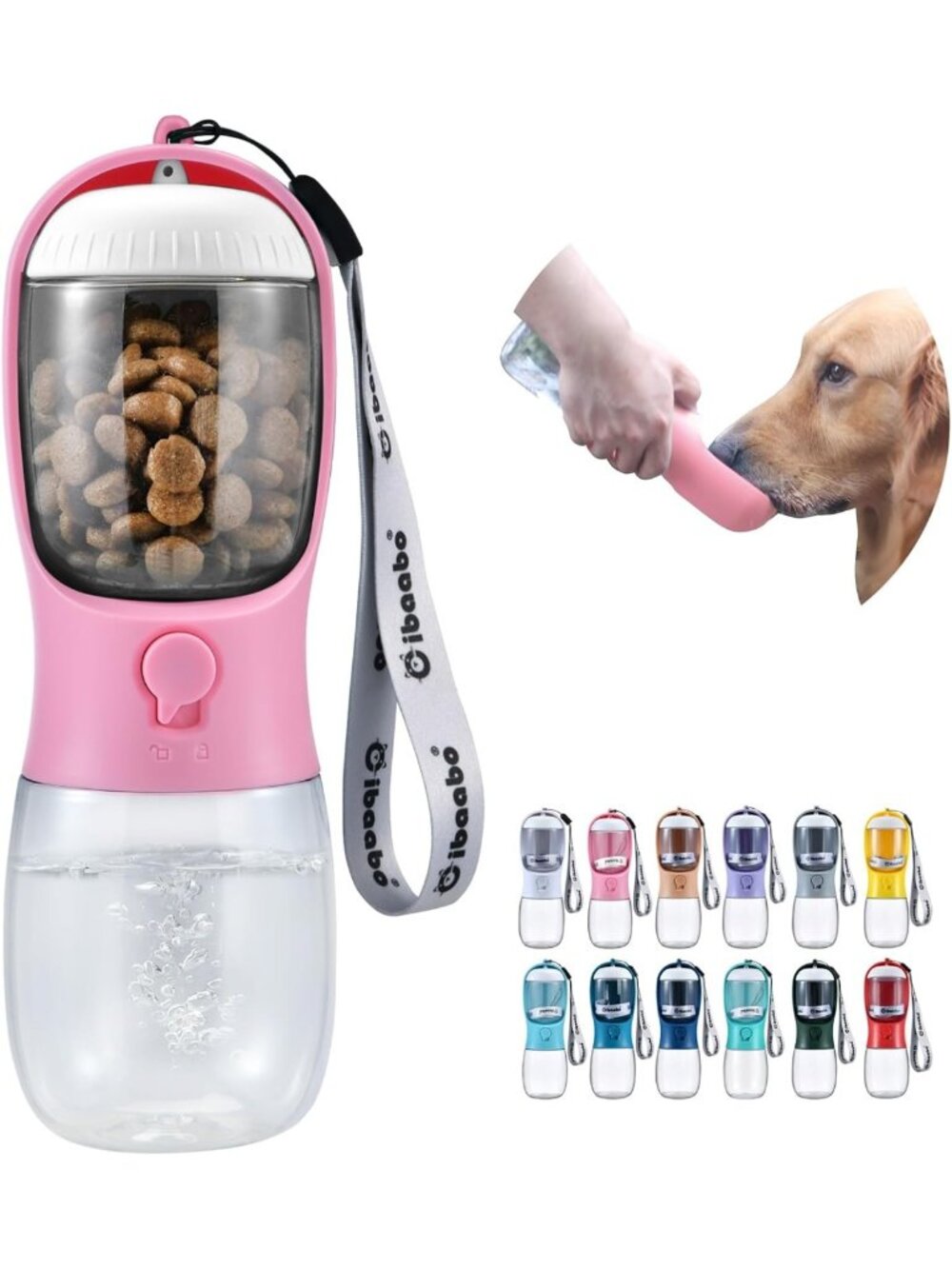 Portable Dog Water Bottle with Food Container & Filter - Travel Essential